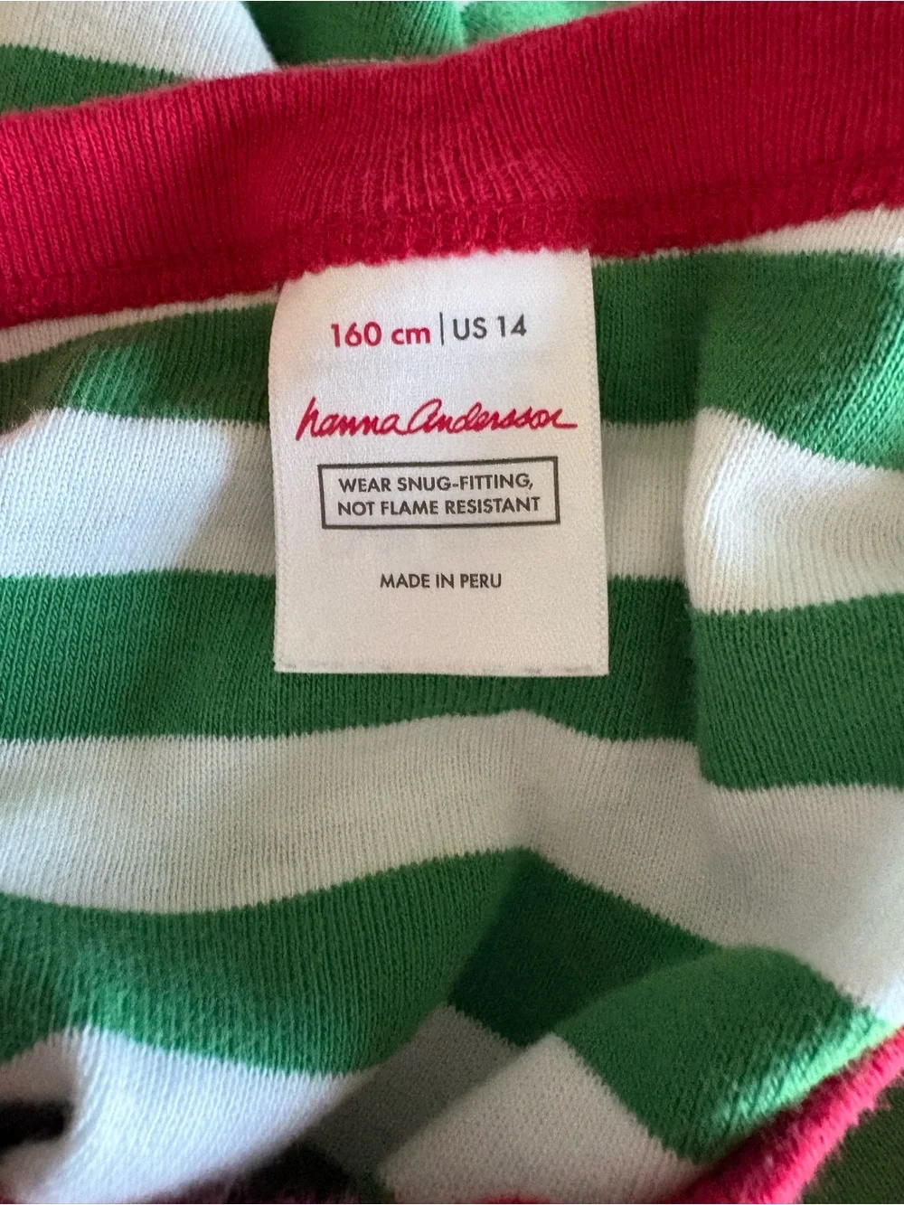 Hanna Andersson Striped Long John Pajamas Holiday Christmas Green Sz 160
